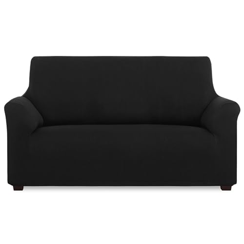 MAXIFUNDAS Elastischer Sofabezug für 3-Sitzer, Schwarz, extra weich, rutschfest und elastisch, Modell Inca von MAXIFUNDAS FUNDAS DE SOFA & CHAISE LONGUE