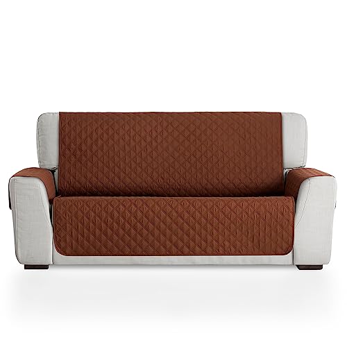 MAXIFUNDAS FUNDAS DE SOFA & CHAISE LONGUE Maxi-Hülle | gesteppter Sofabezug für 3-Sitzer, extra weich, braun/beige, Sofabezug mit elastischen Befestigungsstreifen, Modell Maui von MAXIFUNDAS FUNDAS DE SOFA & CHAISE LONGUE