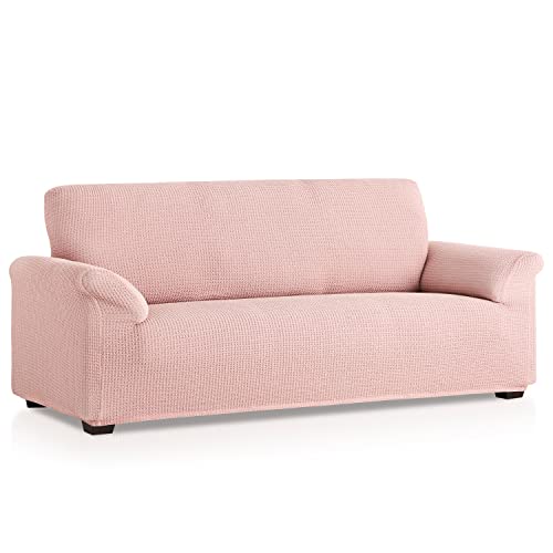 Maxibezüge – Multielastischer Sofabezug Belfast 3-Sitzer, Rosa, passend für verschiedene Sofas mit verschiedenen Formen und Stilen, sieht aus wie ein gepolstertes Sofa von MAXIFUNDAS FUNDAS DE SOFA & CHAISE LONGUE