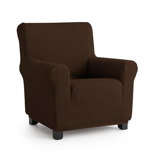 Maxifundas Elastischer Sofabezug, 1-Sitzer, Braun, extra weich, rutschfest und elastisch, Modell Inca von MAXIFUNDAS FUNDAS DE SOFA & CHAISE LONGUE