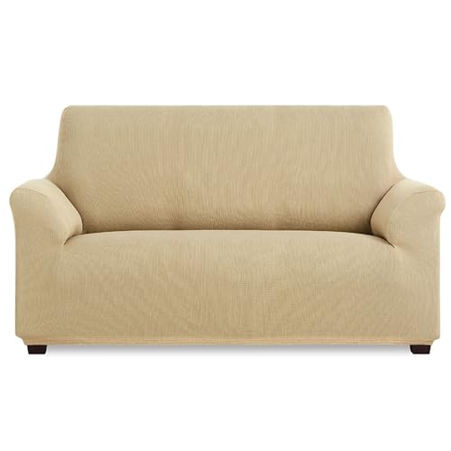 Maxifundas Elastischer Sofabezug für 2-Sitzer, Beige, extra weich, rutschfest und elastisch, Modell Inca von MAXIFUNDAS FUNDAS DE SOFA & CHAISE LONGUE