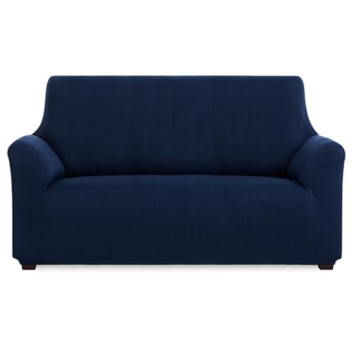 Maxifundas Elastischer Sofabezug für 3-Sitzer, Blau, extra weich, rutschfest und elastisch, Modell Inca von MAXIFUNDAS FUNDAS DE SOFA & CHAISE LONGUE