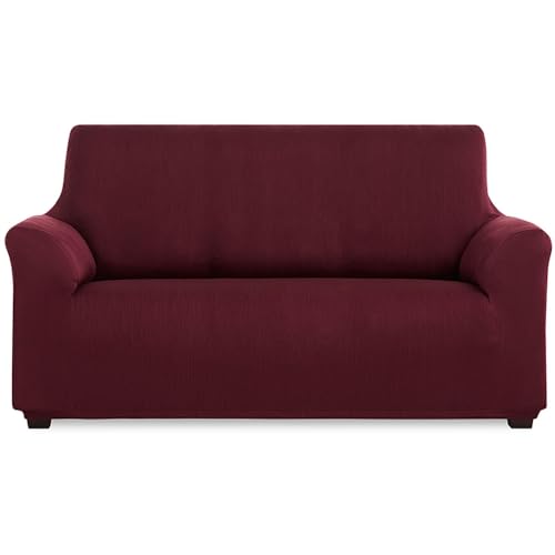 Maxifundas | Elastischer Sofabezug für 3-Sitzer, rot, extra weich, rutschfest und elastisch, Modell Inca von MAXIFUNDAS FUNDAS DE SOFA & CHAISE LONGUE