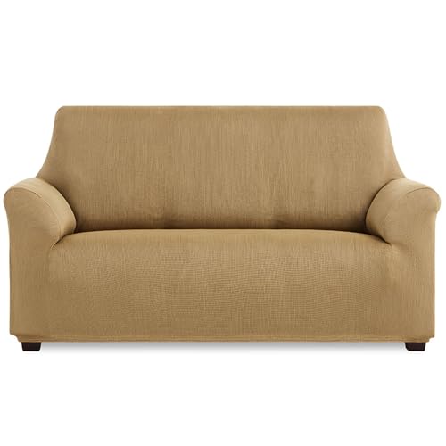 Maxifundas | Elastischer Sofabezug für 4-Sitzer, Leinen, extra weich, rutschfest und elastisch, Modell Inca von MAXIFUNDAS FUNDAS DE SOFA & CHAISE LONGUE