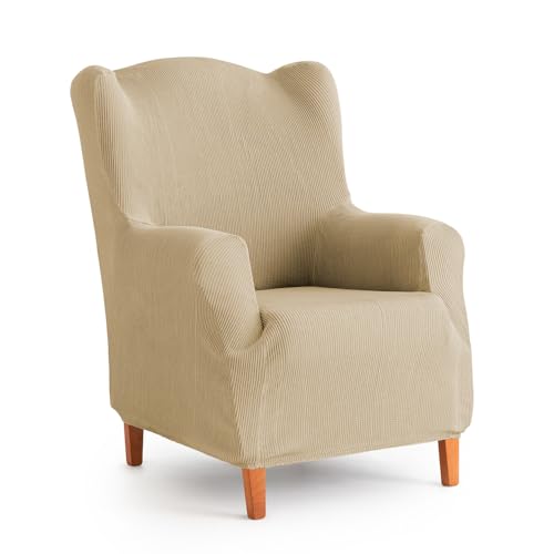 Maxifundas Elastischer Sofabezug für Ohrensessel, Farbe: Beige, extra weich und rutschfest, Modell Inca von MAXIFUNDAS FUNDAS DE SOFA & CHAISE LONGUE
