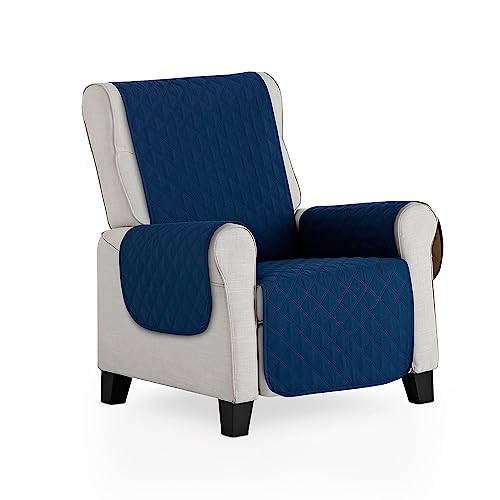 Maxifundas - Gepolsterter Sesselbezug, wendbar, 1-Sitzer/Relax-Sessel, extra weich, Blau/Hellgrau, Schonbezug für Sessel mit elastischen Befestigungsbändern, Modell Maui von MAXIFUNDAS FUNDAS DE SOFA & CHAISE LONGUE