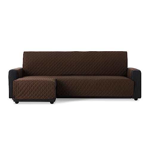 Maxifundas - Sofabezug für Chaiselongue, gepolstert, Eckteil Links, 200 cm, extra weich, Braun, Sofaüberwurf mit Bändern auf der Rückseite, für Chaiselongue, Modell Maui von MAXIFUNDAS FUNDAS DE SOFA & CHAISE LONGUE