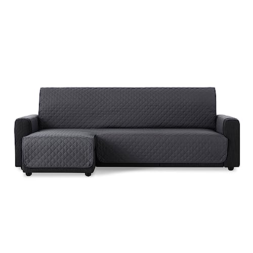 Maxifundas - Sofabezug für Chaiselongue, gepolstert, Eckteil Links, 200 cm, extra weich, Grau, Sofabezug mit Rückbändern, Sofabezug für Chaiselongue, Modell Maui von MAXIFUNDAS FUNDAS DE SOFA & CHAISE LONGUE