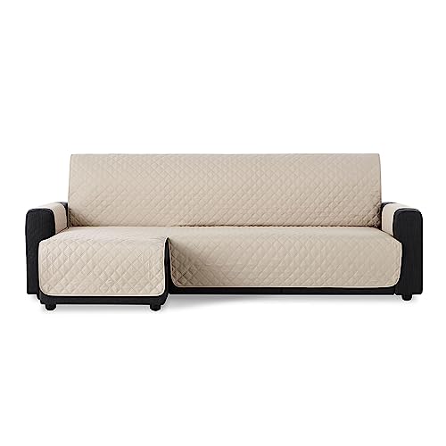 Maxifundas - Sofabezug für Chaiselongue, gepolstert, Eckteil Links, 240 cm, extra weich, Beige, Sofaüberwurf mit Bändern auf der Rückseite, für Chaiselongue, Modell Maui von MAXIFUNDAS FUNDAS DE SOFA & CHAISE LONGUE