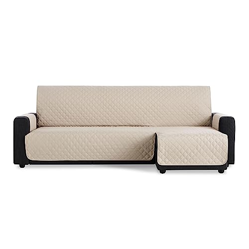 Maxifundas - Sofabezug für Chaiselongue, gepolstert, Eckteil rechts, 200 cm, extra weich, Beige, Sofaüberwurf mit Bändern auf der Rückseite, für Chaiselongue, Modell Maui von MAXIFUNDAS FUNDAS DE SOFA & CHAISE LONGUE