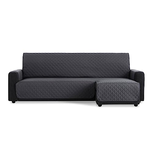 Maxifundas - Sofabezug für Chaiselongue, gepolstert, Eckteil rechts, 200 cm, extra weich, Grau, Sofabezug mit Rückbändern, Bezug für Chaiselongue, Modell Maui von MAXIFUNDAS FUNDAS DE SOFA & CHAISE LONGUE