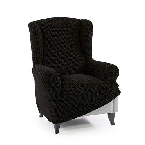 Maxifundas | Super elastischer Ohrensesselbezug mit Relief | Schwarz | Hohe Elastizität und weiche Haptik | Hergestellt in Spanien. von MAXIFUNDAS FUNDAS DE SOFA & CHAISE LONGUE