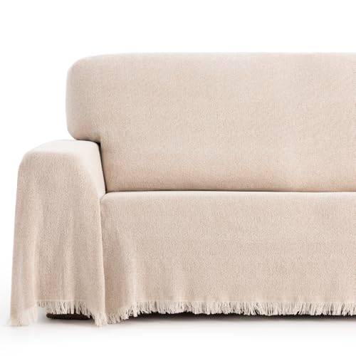Maxifundas | Tagesdecke 230 x 260 cm für Sofa oder Bett – Mehrzweck-Tagesdecke Mags Farbe Beige – Plaid Sofaüberwurf, extra weich und total Komfort von MAXIFUNDAS FUNDAS DE SOFA & CHAISE LONGUE