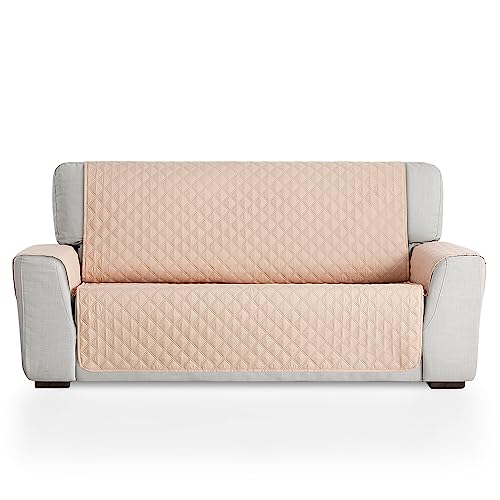 Maxifundas - gesteppter Sofabezug für 3-Sitzer, extra weich, Beige/Braun, Sofaüberwurf mit elastischen Riemen, Modell Maui von MAXIFUNDAS FUNDAS DE SOFA & CHAISE LONGUE