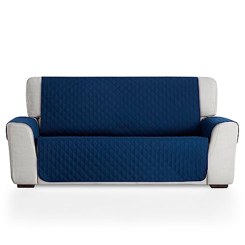 Maxifundas - gesteppter Sofabezug für 4-Sitzer, extra weich, Blau/Grau, Sofabezug mit elastischen Befestigungsstreifen, Modell Maui von MAXIFUNDAS FUNDAS DE SOFA & CHAISE LONGUE