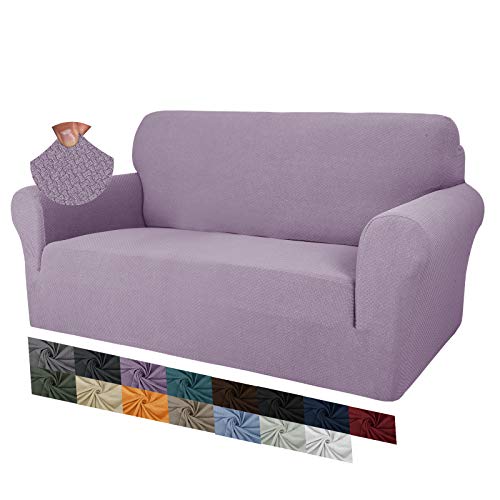 MAXIJIN Creative Jacquard Couchbezüge für 2-Sitzer, Super Stretch rutschfeste Liebessitz Sofabezug für Hunde Haustierfreundliche elastische Protector Loveseat Schonbezüge (2 Sitzer, Helles Lila) von MAXIJIN