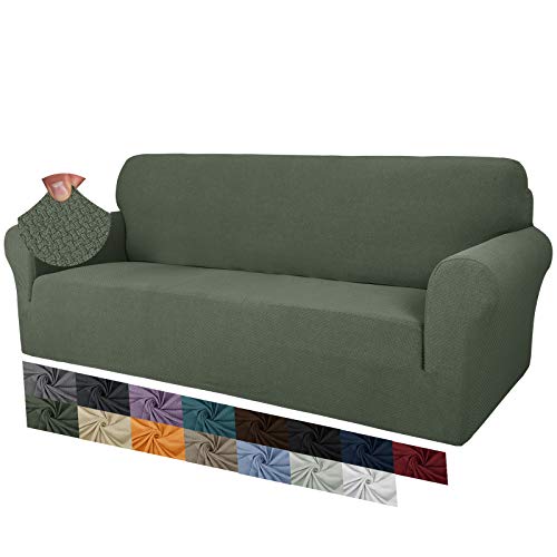 MAXIJIN Creative Jacquard Couchbezüge für 3-Sitzer, Super Stretch rutschfeste Sofabezug für Hunde Haustierfreundliche 1-teilige elastische Möbelschutz-Sofabezüge (3 Sitzer, Armeegrün) von MAXIJIN