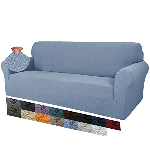 MAXIJIN Creative Jacquard Couchbezüge für 3-Sitzer, Super Stretch rutschfeste Sofabezug für Hunde Haustierfreundliche 1-teilige elastische Möbelschutz-Sofabezüge (3 Sitzer, Hellblau) von MAXIJIN