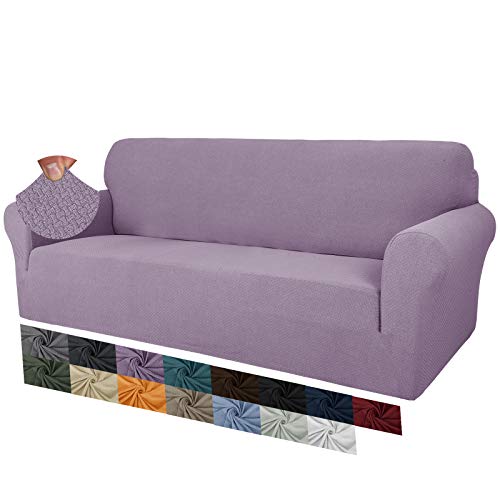 MAXIJIN Creative Jacquard Couchbezüge für 3-Sitzer, Super Stretch rutschfeste Sofabezug für Hunde Haustierfreundliche 1-teilige elastische Möbelschutz-Sofabezüge (3 Sitzer, Helles Lila) von MAXIJIN