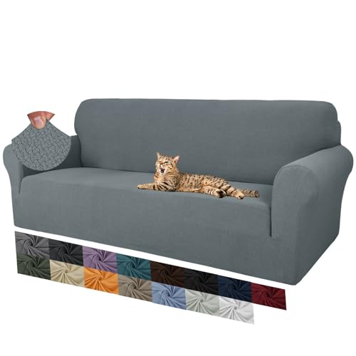 MAXIJIN Creative Jacquard Couchbezüge für 3-Sitzer, Super Stretch rutschfeste Sofabezug für Hunde Haustierfreundliche 1-teilige elastische Möbelschutz-Sofabezüge (3 Sitzer, Hellgrau) von MAXIJIN