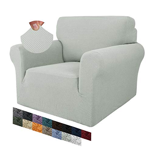 MAXIJIN Creative Jacquard Stuhlbezüge für das Wohnzimmer, Rutschfester Super-Stretch-Stuhlbezug mit Armen Hunde Haustierfreundlicher 1-teiliger elastischer Sofa-Couchschutz (1 Sitzer, Elfenbein) von MAXIJIN