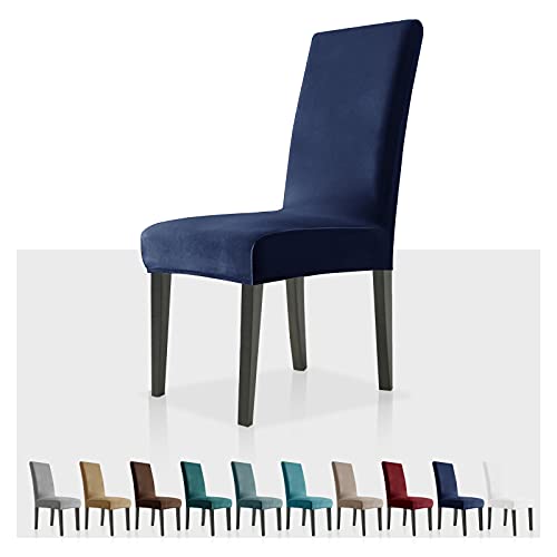 MAXIJIN Stretch Samt Stuhlbezüge für Esszimmerstühle Abnehmbare Velours Esszimmerstuhlbezüge Plüsch Stuhlbezüge für Esszimmer, Hotel, Küche, Zeremonie (Navy Blau, 2) von MAXIJIN