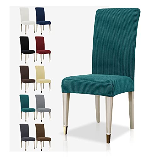 MAXIJIN Stretch Stuhlhusse 6er Set Jacquard Husse Abnehmbare Stuhlbezug für das Esszimmer Elastische Moderne Stuhlschutz Dekoration für Bankette Hochzeitsfest (Schwarzgrün,6) von MAXIJIN