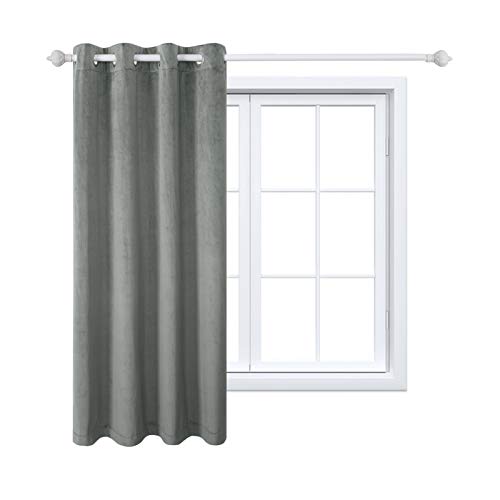 MAXIJIN Velvet Blackout Curtains Wärmeisolierte Fenstervorhänge & Vorhänge Soft Room Darkinging Tüllenvorhänge 1 Panel für Schlafzimmer, Wohnzimmer (1X H 180x B 140 cm, Grau) von MAXIJIN