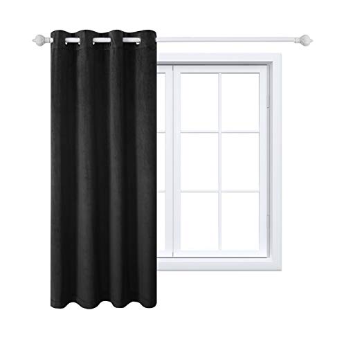 MAXIJIN Velvet Blackout Curtains Wärmeisolierte Fenstervorhänge & Vorhänge Soft Room Darkinging Tüllenvorhänge 1 Panel für Schlafzimmer, Wohnzimmer (1X H 180x B 140 cm, Schwarz) von MAXIJIN