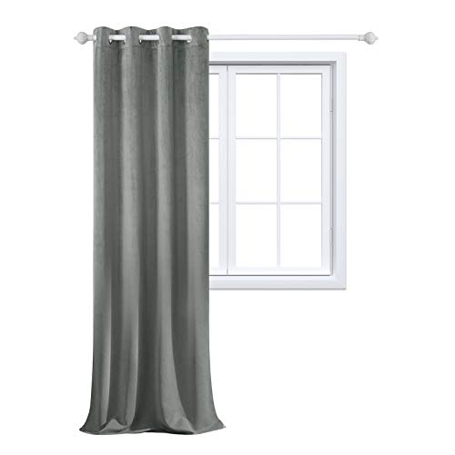 MAXIJIN Velvet Blackout Curtains Wärmeisolierte Fenstervorhänge & Vorhänge Soft Room Darkinging Tüllenvorhänge 1 Panel für Schlafzimmer, Wohnzimmer (1X H 260x B 140 cm, Grau) von MAXIJIN