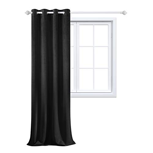 MAXIJIN Velvet Blackout Curtains Wärmeisolierte Fenstervorhänge & Vorhänge Soft Room Darkinging Tüllenvorhänge 1 Panel für Schlafzimmer, Wohnzimmer (1X H 260x B 140 cm, Schwarz) von MAXIJIN