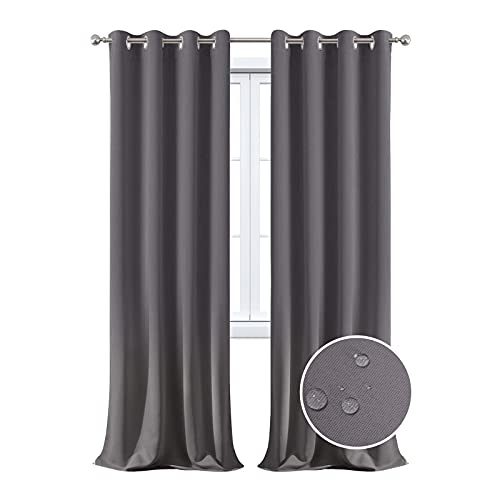 MAXIJIN wasserdichte Blackout Curtains Wärmeisolierte Fenstervorhänge & Vorhänge Soft Room Darkinging Tüllenvorhänge 2 Panel für Schlafzimmer, Wohnzimmer (2X H 260x B 140 cm, Grau) von MAXIJIN