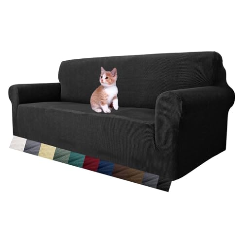 MAXIJIN Sesselbezug für Ausziehsofa, für 3-Sitzer-Sofa, universell einsetzbar, Jacquard-Sofabezug, ideal für Hunde, haustierfreundlich, Schwarz, 1 Stück von MAXIJIN