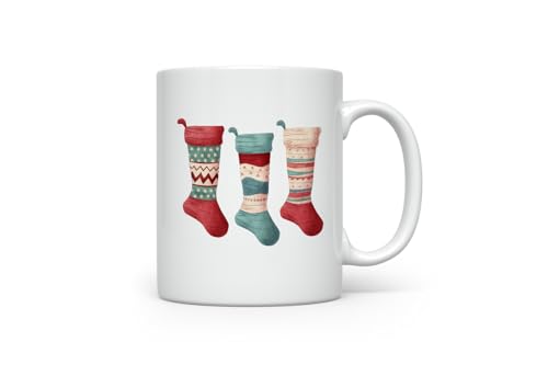 MAXIKIWI Glatte, langlebige Keramik-Kaffee- oder Teetasse für Zuhause oder Büro, perfekt für jeden Anlass, Retro-Weihnachtsmotiv, 1-350 ml, C3M004382 von MAXIKIWI