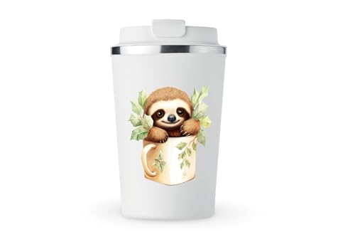 MAXIKIWI Isolierter doppelwandiger, auslaufsicherer Edelstahlbecher, Kaffee- oder Tee-Reisebecher mit Deckel, hält Getränke heiß und kalt, lustiges Weihnachtsfaultier, 350 ml MAXIKIWI Isolierter doppelwandiger, auslaufsicherer Edelstahlbecher, Kaffee- oder Tee-Reisebecher mit Deckel, hält Getränke heiß und kalt, lustiges Weihnachtsfaultier, 350 ml von MAXIKIWI