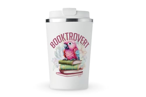 MAXIKIWI Isolierter doppelwandiger, auslaufsicherer Edelstahlbecher, Kaffee- oder Tee-Reisebecher mit Deckel, hält Getränke heiß und kalt – Introvert Book Lover Booktrovert – 350 ml MAXIKIWI Isolierter doppelwandiger, auslaufsicherer Edelstahlbecher, Kaffee- oder Tee-Reisebecher mit Deckel, hält Getränke heiß und kalt – Introvert Book Lover Booktrovert – 350 ml von MAXIKIWI