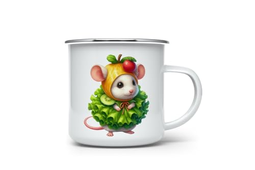 MAXIKIWI Langlebige Emaille-Kaffee- oder Tee-Camping-Tasse für drinnen und draußen, Maus im Obstkostüm, 350 ml MAXIKIWI Langlebige Emaille-Kaffee- oder Tee-Camping-Tasse für drinnen und draußen, Maus im Obstkostüm, 350 ml von MAXIKIWI