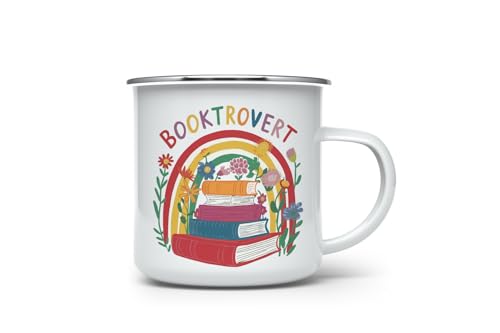 MAXIKIWI Langlebige Emaille-Kaffee- oder Tee-Camping-Tasse für drinnen und draußen, Zitat für Buchliebhaber, 350 ml von MAXIKIWI