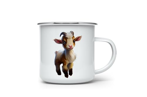 MAXIKIWI Langlebige Emaille-Kaffee- oder Tee-Camping-Tasse für drinnen und draußen, niedliche Ziege, 350 ml MAXIKIWI Langlebige Emaille-Kaffee- oder Tee-Camping-Tasse für drinnen und draußen, niedliche Ziege, 350 ml von MAXIKIWI