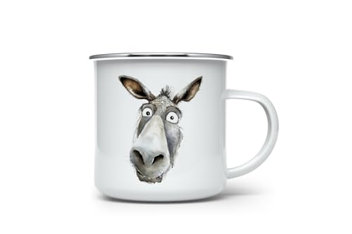 MAXIKIWI Langlebige Emaille-Kaffee- oder Tee-Camping-Tasse für drinnen und draußen, niedlicher lustiger Esel, 350 ml MAXIKIWI Langlebige Emaille-Kaffee- oder Tee-Camping-Tasse für drinnen und draußen, niedlicher lustiger Esel, 350 ml von MAXIKIWI