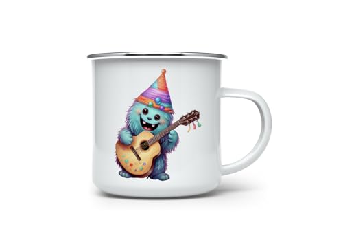 MAXIKIWI Langlebige Emaille-Kaffee- oder Tee-Camping-Tasse für drinnen und draußen, niedliches Geburtstagsmonster, 350 ml von MAXIKIWI