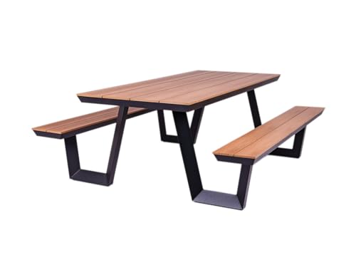 MAXIMAVIDA Aluminium Picknicktisch Bermuda 200 cm Schwarz von MaximaVida