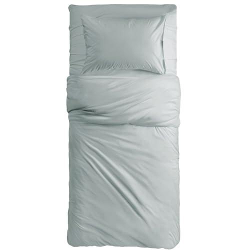 MAXIME MAISON - Bettlaken Set Baumwolle (3 Teilige, Grau) für Allergiker geeignet, 1 Spannbettlaken 90x200cm, 1 Bettlaken 150x285cm und 1 Kissenbezüge 52x82cm (BETTBEZUG Nicht ENTHALTEN) von MAXIME MAISON