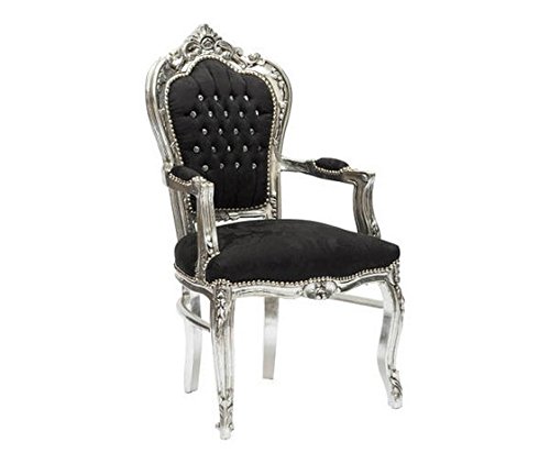 MAXIOCCASIONI Sessel Silber Schwarz Barock Stil Stuhl mit Armlehnen Luigi XV MAXIOCCASIONI Sessel Silber Schwarz Barock Stil Stuhl mit Armlehnen Luigi XV von MAXIOCCASIONI