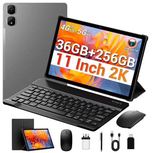MAXLEGEN Tablet 11 Zoll Cellular, 36GB RAM+256GB ROM/1TB TF, 4G LTE Dual SIM+5G WLAN, 2GHz Octa-Core Android 14 Tablet mit 9580mAh Akku, 13MP, GPS, GMS, Tablets mit Tastatur/Stift/Maus/Hülle von MAXLEGEN