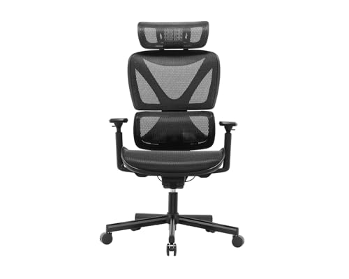 MAXMOUNT SpineX V2 Bürostuhl Ergonomisch, Premium-Qualität Schreibtischstuhl mit Verstellbarer Kopfstütze und Armlehnen, Gaming Stuhl, Chefsessel aus Mesh, Schwarz von MAXMOUNT