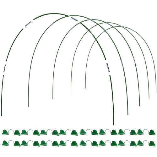 MAXPACE Gewächshaus-Ringe, Pflanzenstütze, Gartenpfähle, rostfreier Pflanzentunnel, bis zu 2,1 m lang, Fiberglas-Stützrahmen für Gartenstoff von MAXPACE