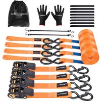 Maxpeedingrods - 4x Spanngurte mit Ratsche Haken Ratsche-Spannset 4,5m Sicherheitsclip Orange von MAXPEEDINGRODS