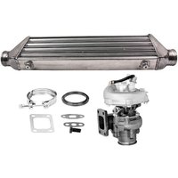 Turbolader + Wasserkühler Kit for Audi vw 1.8 VR6 4 6 Zyl T3 Universal Turbolader 0.63 a/r & Intercooler & 2.5' 64mm Kombinationsprodukte Satz von MAXPEEDINGRODS