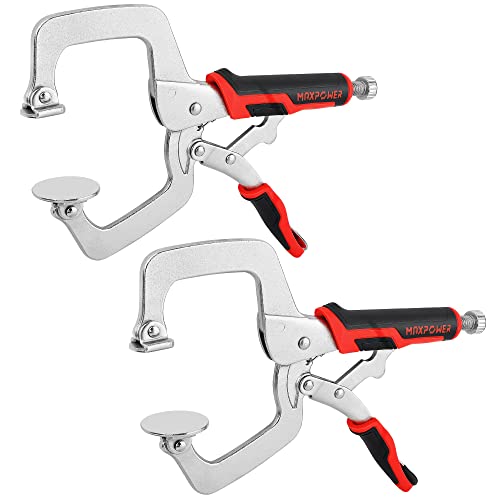 MAXPOWER 27,9 cm Stirnklemmen für Holzbearbeitung, 2 Stück C-Klemm-Verriegelungszange mit großem flachem Drehpad, C-Klemmen zum Schweißen und Holzbearbeitung von MAXPOWER